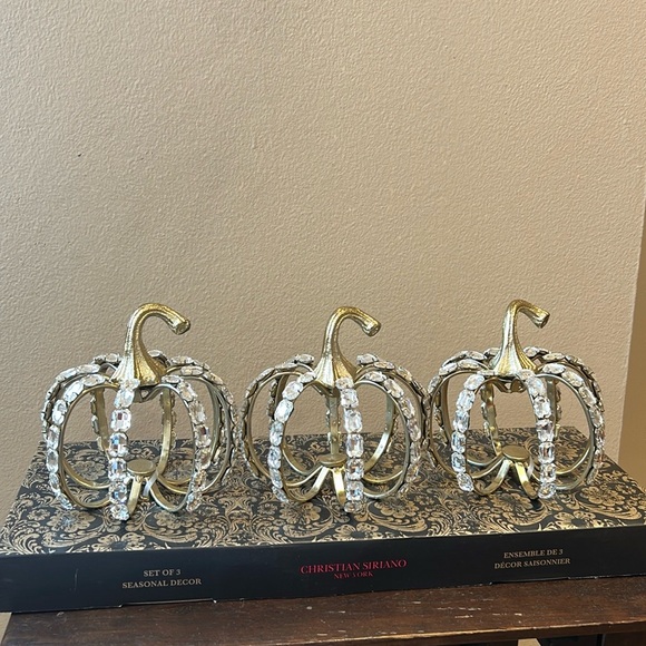 Christian Siriano Other - Christian Siriano Set Of 3 Embellished Pumpkins New Rhinestones